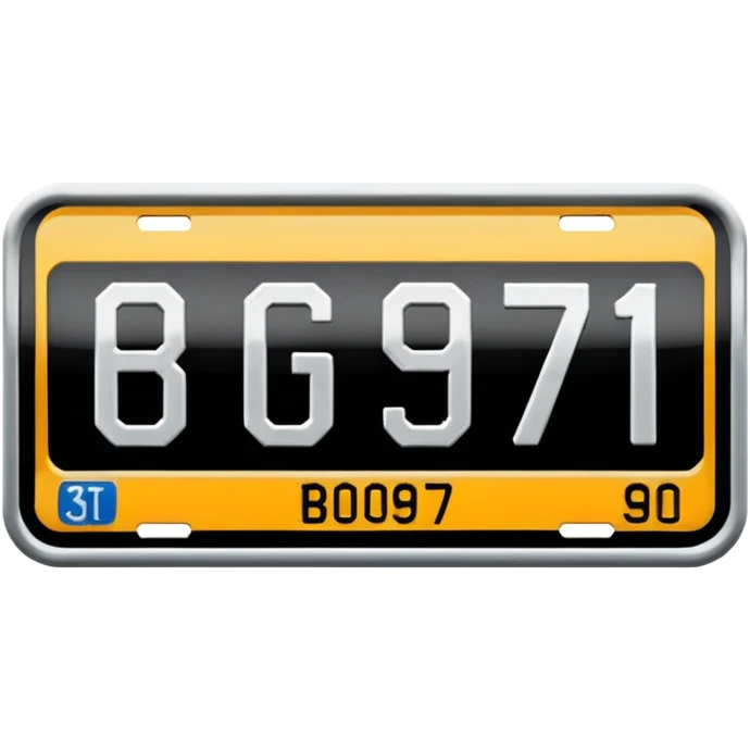 Make a car number plate say this BGZ9007 and make the car there to emoji