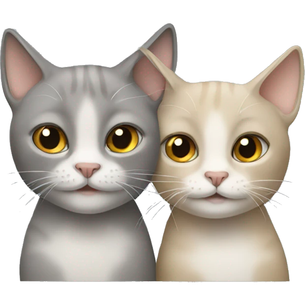 Two grey and beige cats emoji