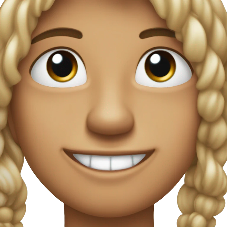 Pelo castaño largo ,ojos verdosos,sonrisa perfecta y unas mejillas sonrojadas  emoji