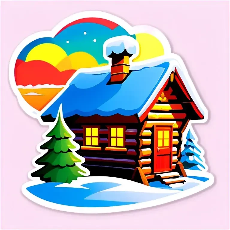 Eine Hütte im Wald mit Glasdach , Winterlandschaft, Schnee und Nordlichter am Himmel emoji