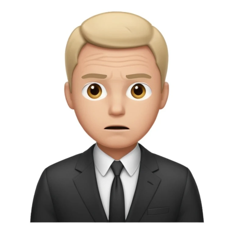 professional man in a suit, anxious, sweat on brow, neutral background emoji