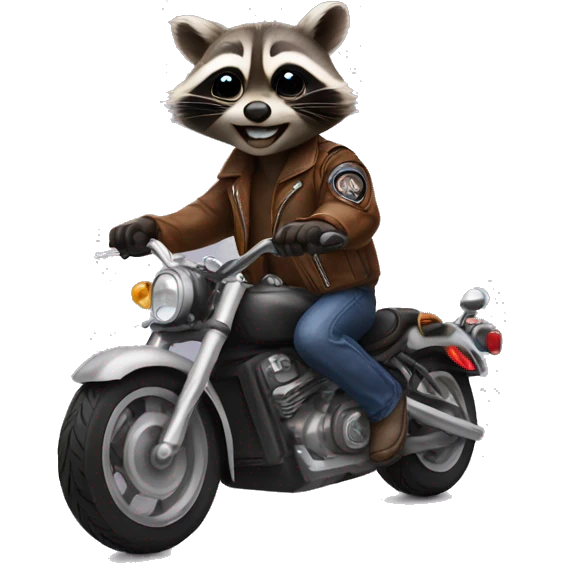 Raccoon on motorcycle  emoji
