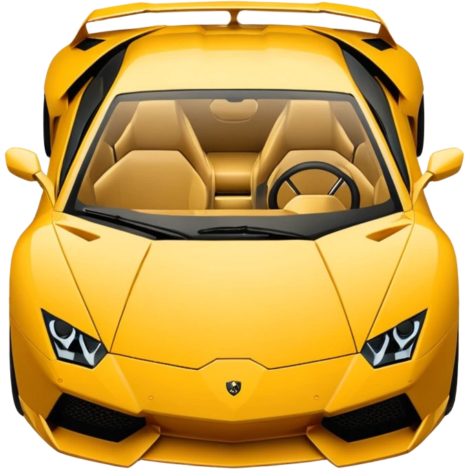 "Create a top-down view 2D Lamborghini in Apple iOS emoji style. Use solid colors, clean lines, no gradients, and smooth curves. Keep the design minimalist with a white background."
 emoji