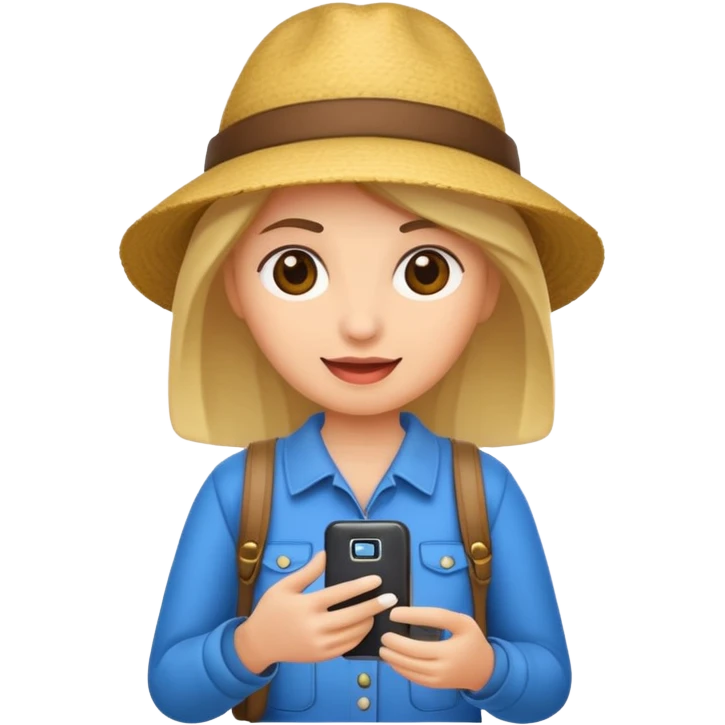 tourist woman holding phone emoji