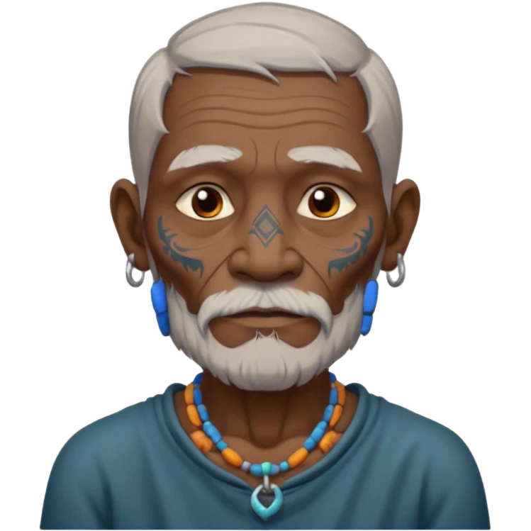 ancient incadian old man with tatooed on neck and face emoji