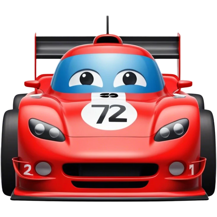 a race car with a face emoji