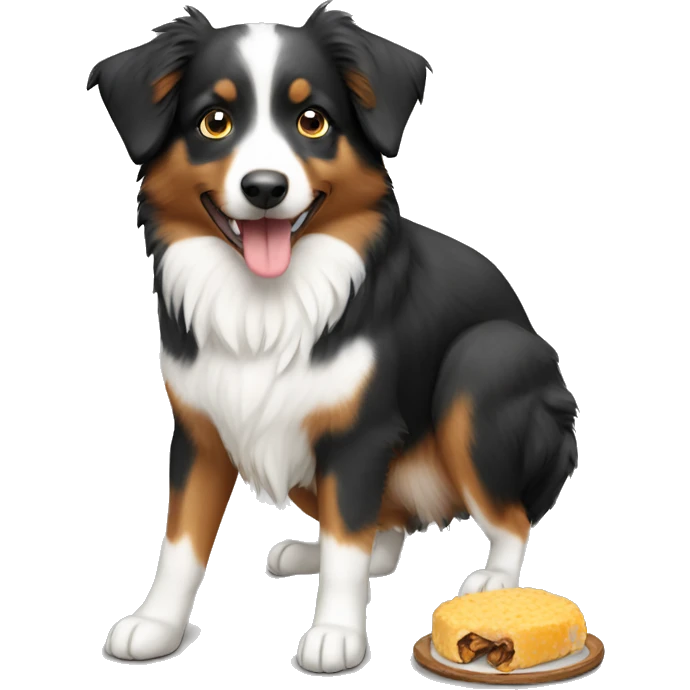 Mini Australian Shepard eating emoji