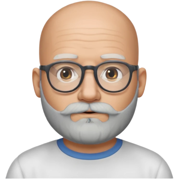 Bald man with salt and pepper beard and glasses emoji