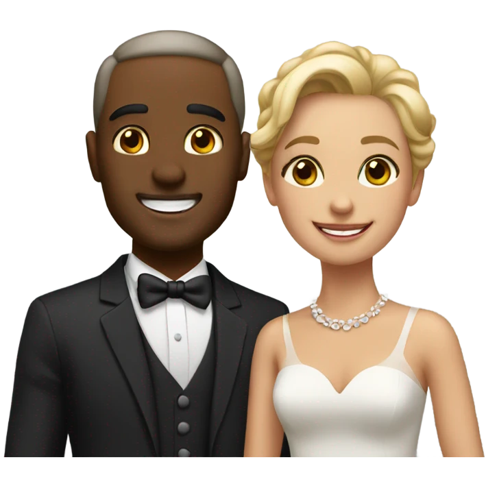 smiling couple in formal attire make us into emoji emoji