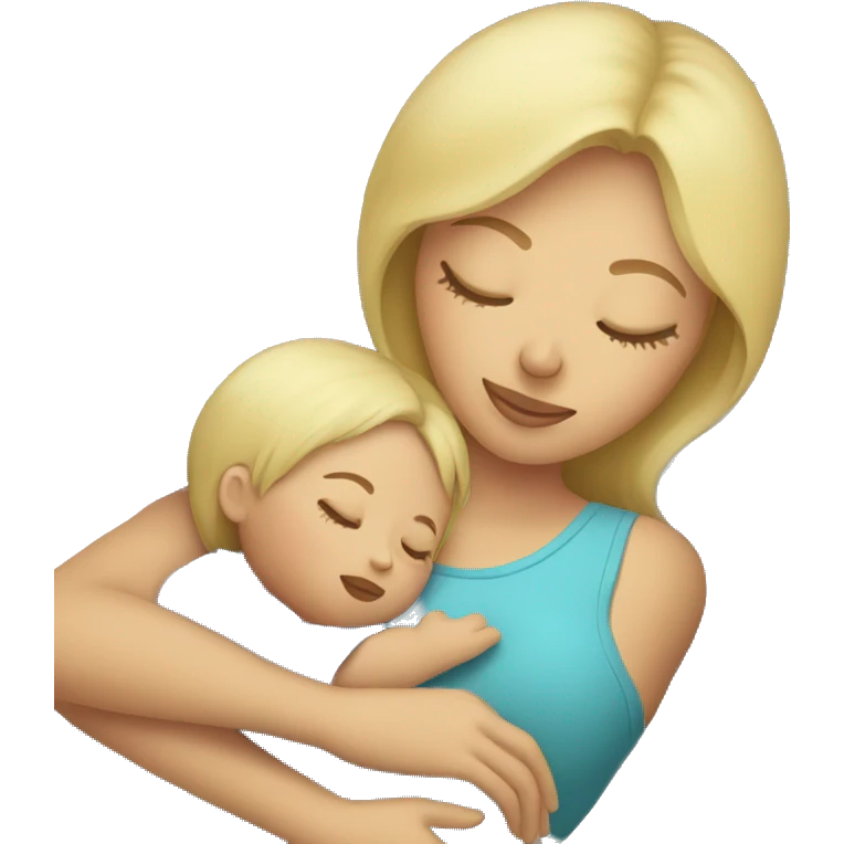 Blonde mom sleeping with baby emoji