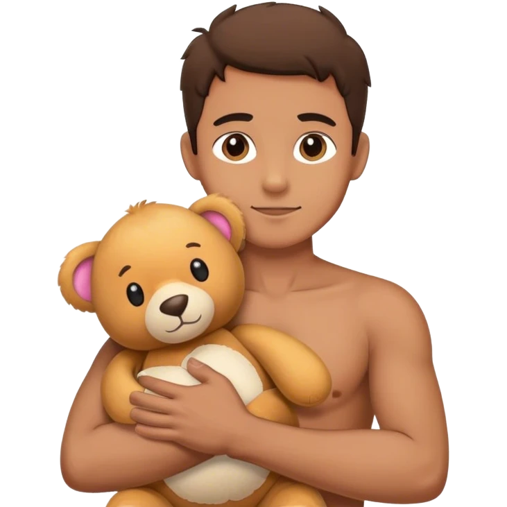 male hugging stuffed animal emoji