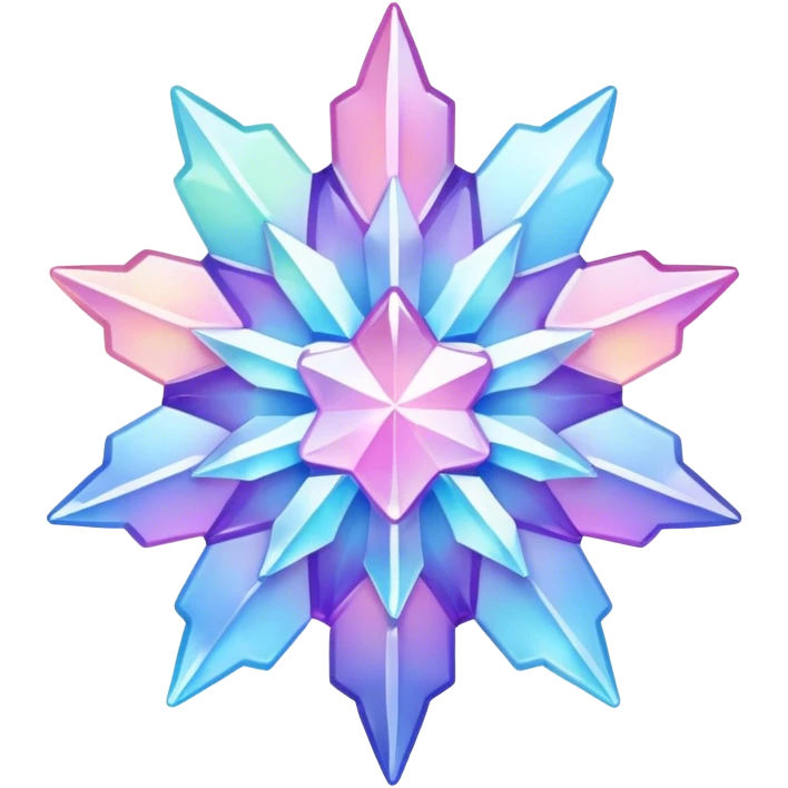 Gradient iridescent Pastel rainbow Pink violet blue crystal star snowflake  emoji