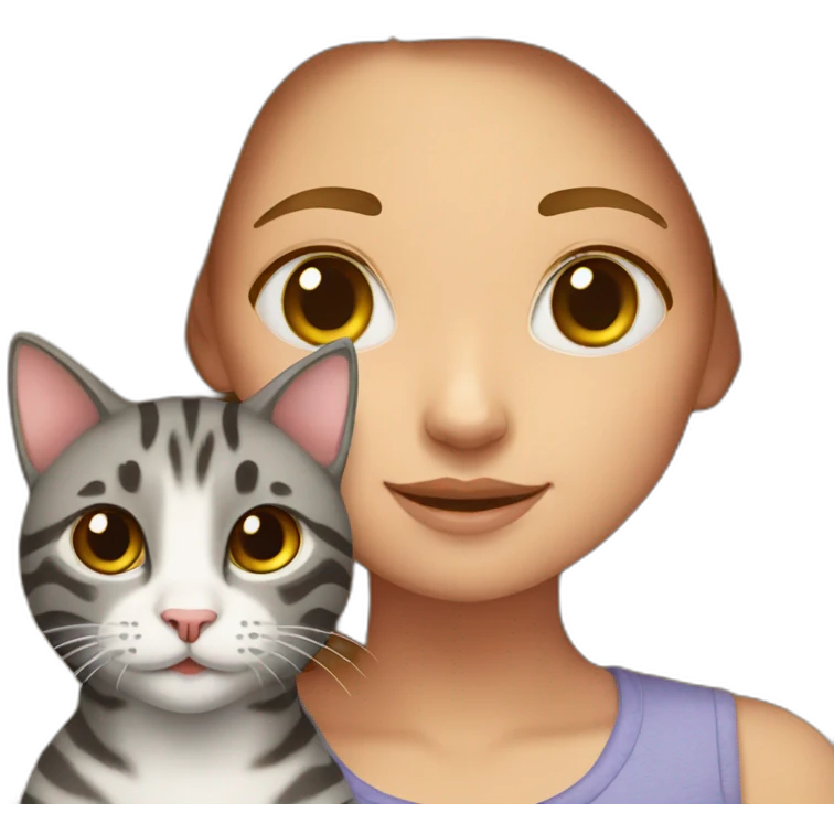 girl with a tabby cat emoji