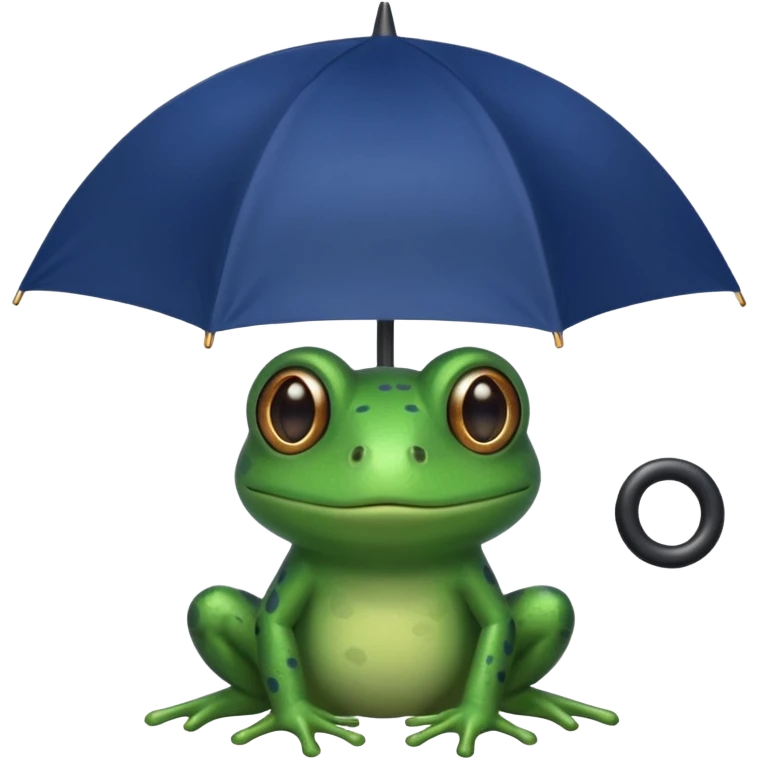 Frog hold small dark blue umbrella emoji