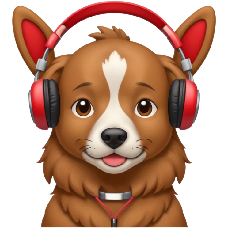 dog wearing red headphones emoji
