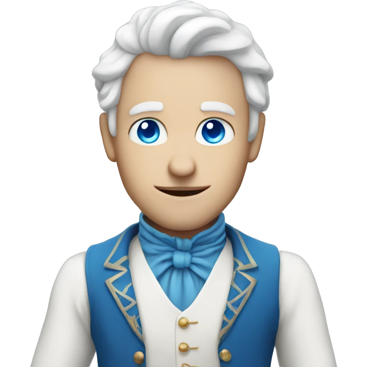 a white magician with blue eyes without a hat with 
a heart in his hands emoji