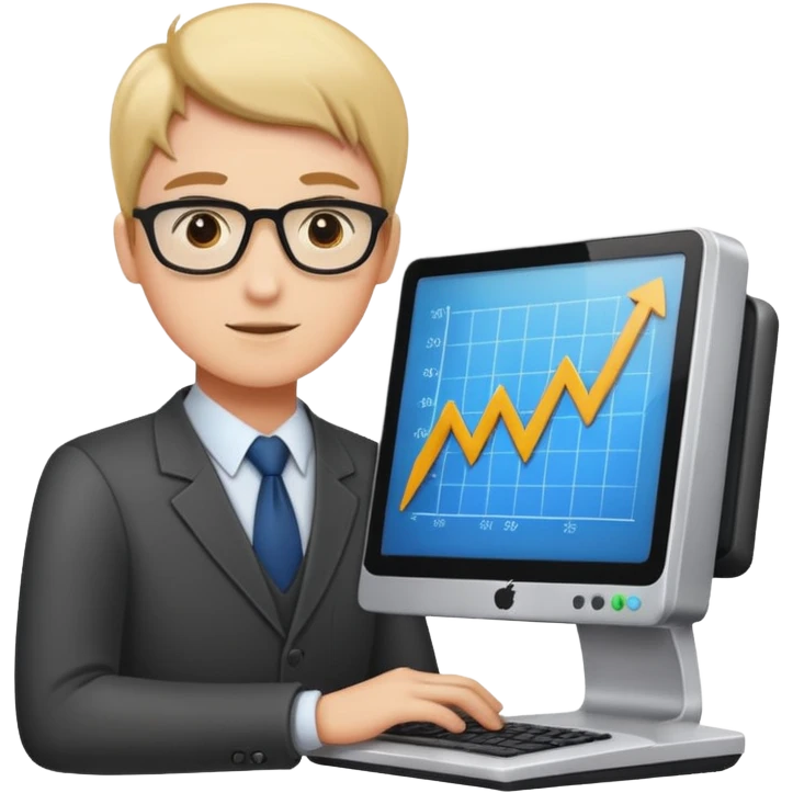 Computer with upwards graph emoji