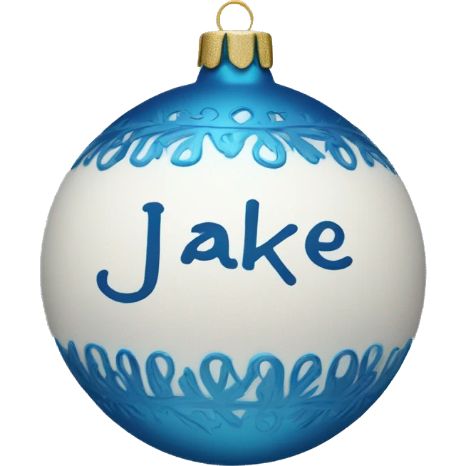 blue ornament with the name jake on it in cursive  emoji
