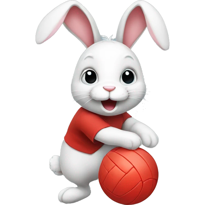 Bunny with a red volleyball emoji