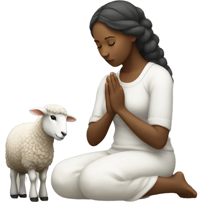 women praying a sheep emoji