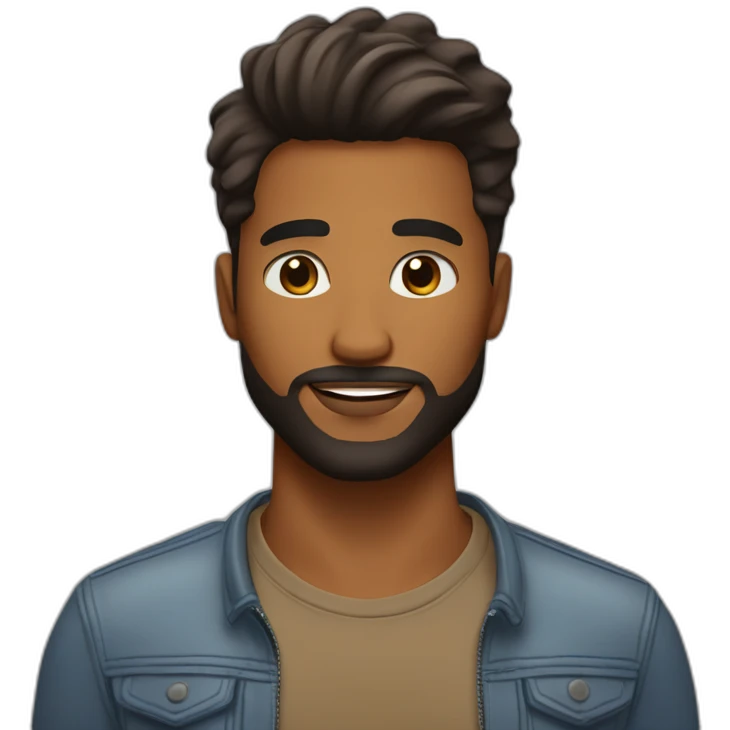 caramel brown good looking guy with light stumble and thick hair combed forward skin fade approximate 30 years old. black hair, brown skin (not too brown) with good beard emoji