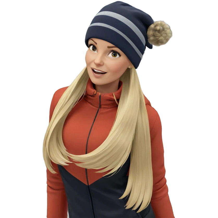 blonde girl in winter scene emoji