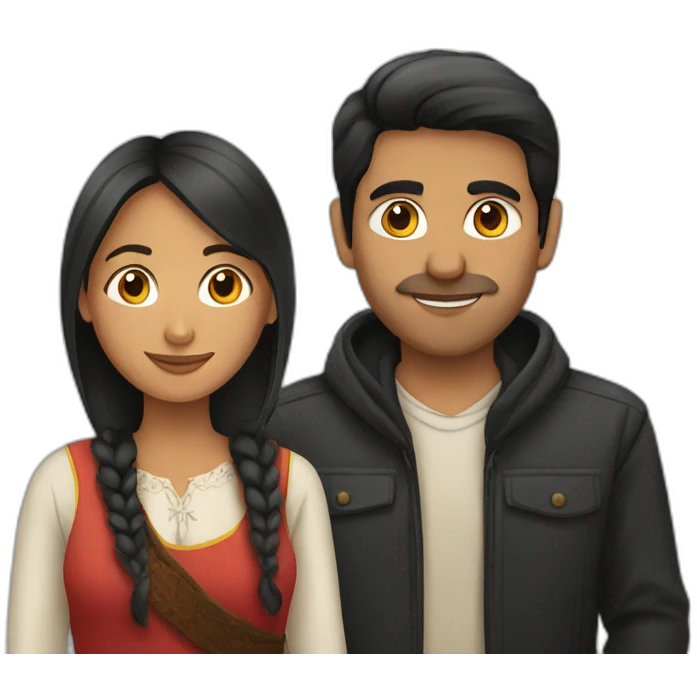 Peruvian woman and a Spanish man emoji
