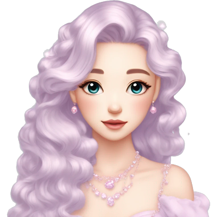 Dreamy pretty elegant kawaii shiny blushing shy pastel lady kawaii beautiful hair naturecore fairycore cottagecore jewels trending aesthetic emoji