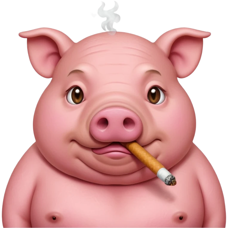 Fat pig with cigarette  emoji