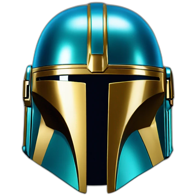 shiny blue mandalorian helmet with gold emoji