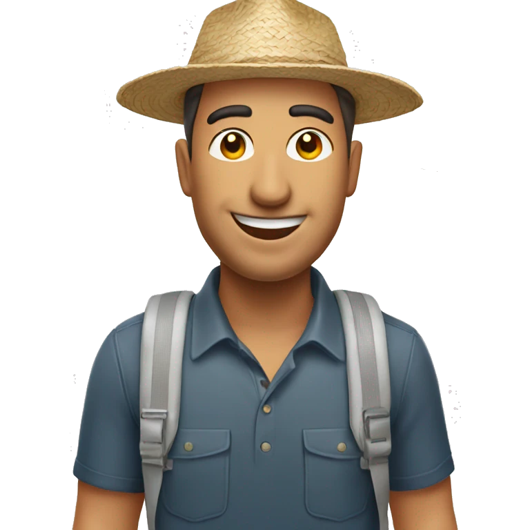 male hawai tourist from turkey with a tourist hat emoji