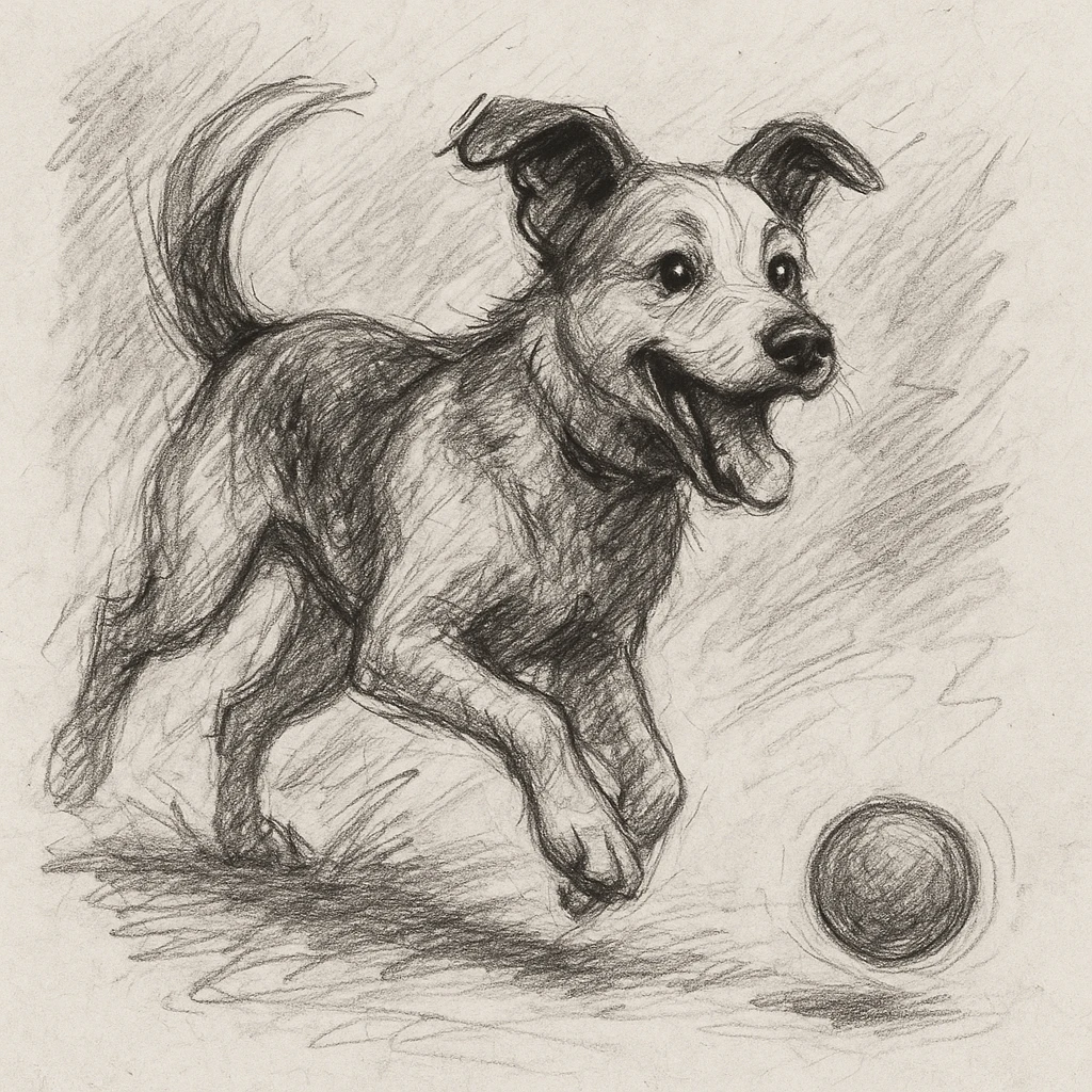 happy dog running after ball emoji