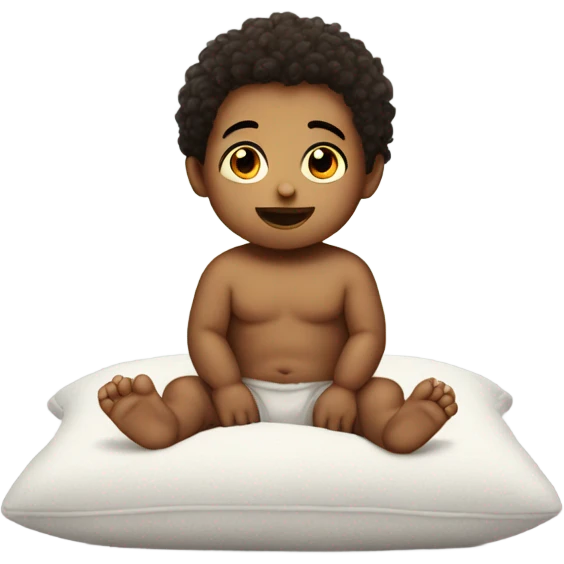 Baby boy sitting up on a pillow emoji