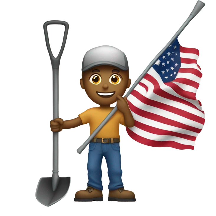 American flag with shovel at the bottom of the pole emoji