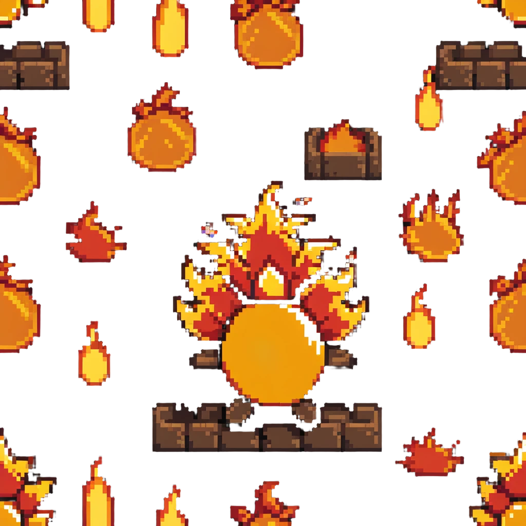 Bomberman upward-facing end-cap explosion tile, flames ending and tapering upward with pronounced flame wisps, orange/yellow with more red at the tips, extending about 70% into up direction emoji