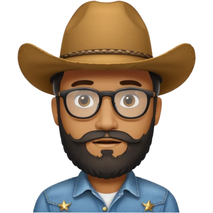 Man wearing a cow boy hat, beard and black glasses  emoji