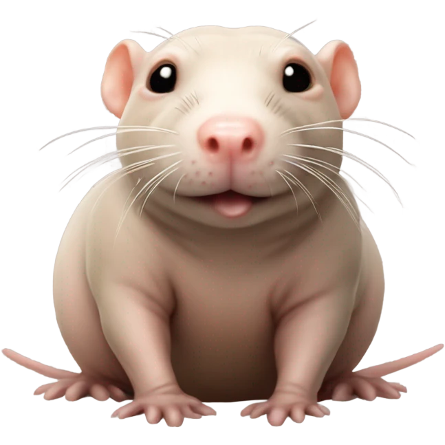 Hairless mole rat with a small mustache￼ emoji