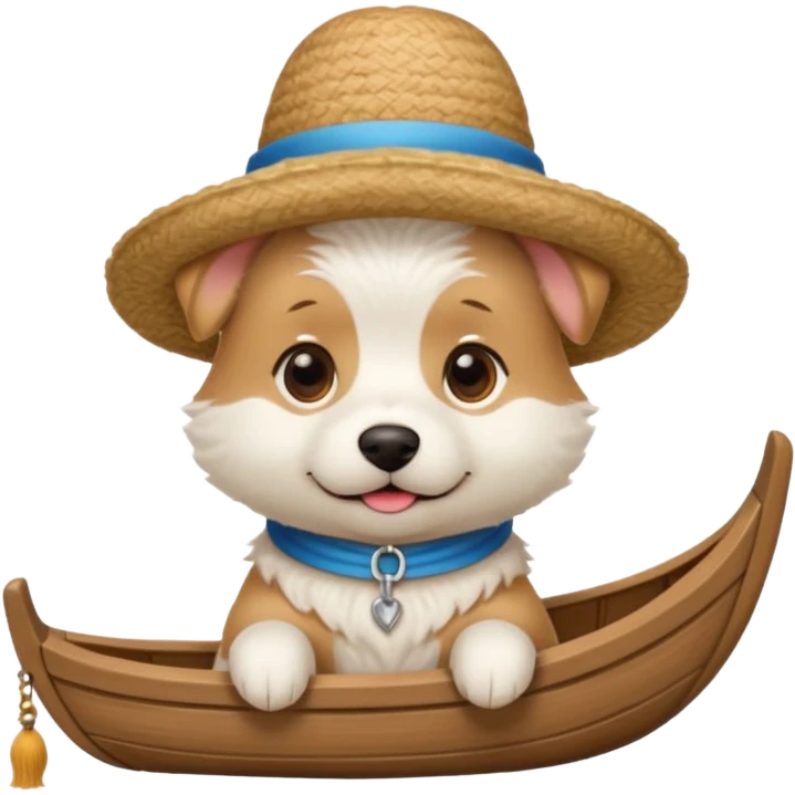 white dog with gondolier hat emoji