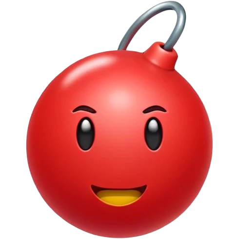 A minimalistic, cartoon-style red punching ball emoji with a glossy texture. It has a slightly rounded top and is mounted on a slim, flexible base, appearing slightly in motion. The design should be expressive and clear as an emoji. The background is fully transparent for easy overlay. emoji