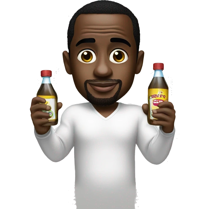 p. diddy holding 2 bottles of baby oil emoji