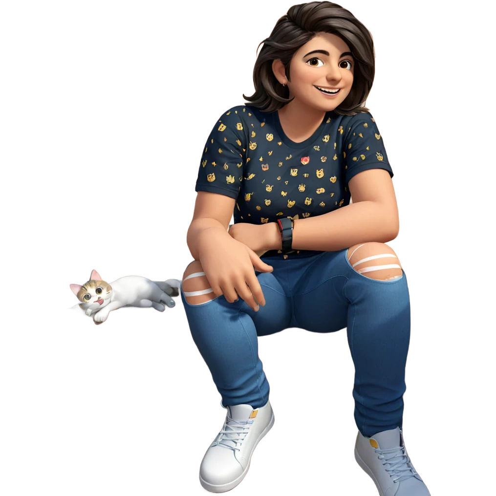 smiling girl with cat outfit emoji