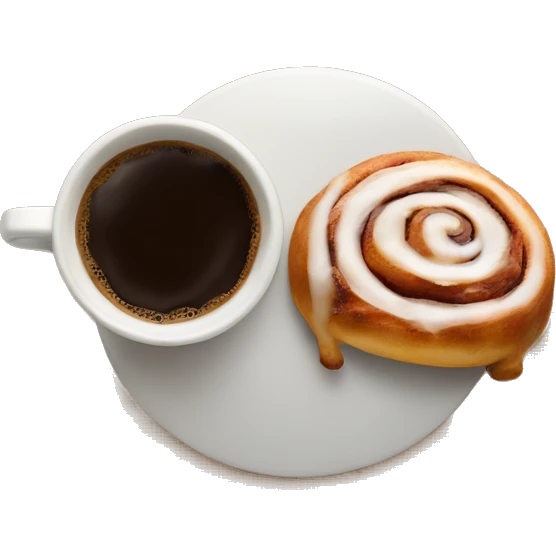 Cinnamon Roll next to coffee emoji