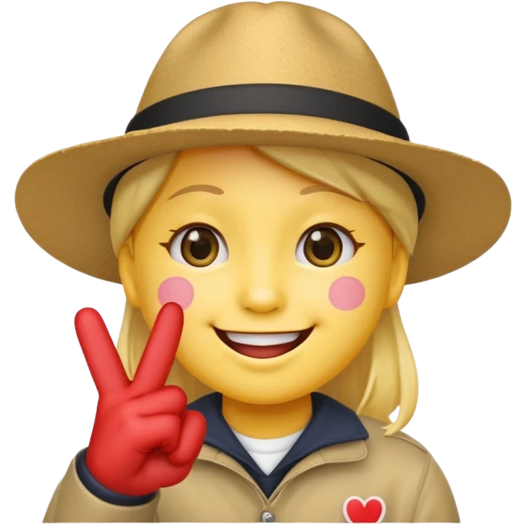 A Smiling Face with Smiling Eyes emoji with a hand korean finger heart emoji that has the middle finger sticking out emoji