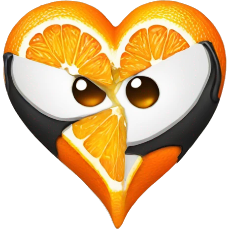 half orange half black heart emoji