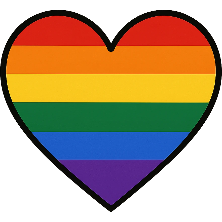 rainbow heart icon, digital illustration emoji