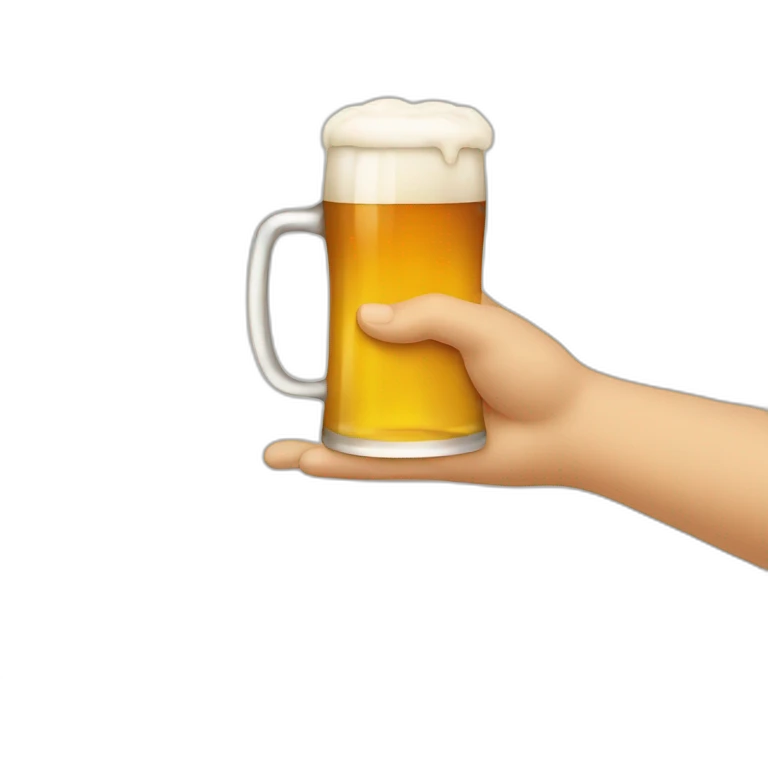 hand holding a tray with beer in it emoji