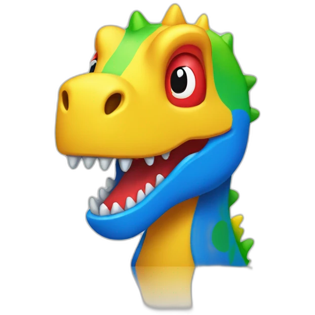 red, yellow, green and blue google chrome dino emoji