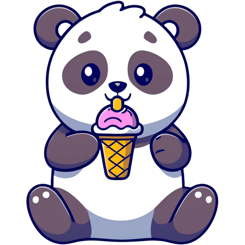 Panda eating ice cream emoji