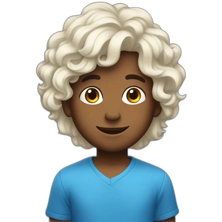 Un garçon avec les cheveux teinture bleu étoile. emoji