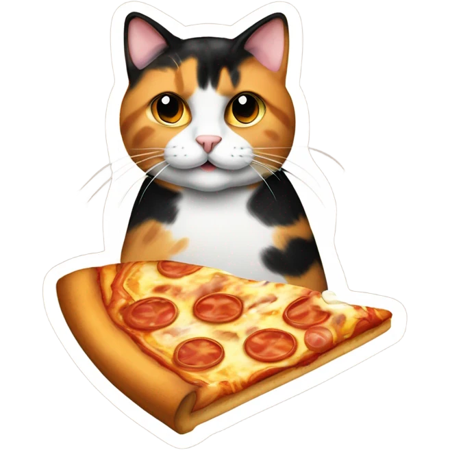 calico cat eating pizza emoji